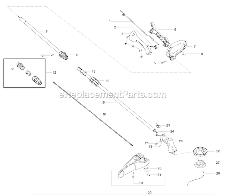 Cutting Equipment Diagram and Parts List for SST25C Type 2 Weed Eater Trimmer